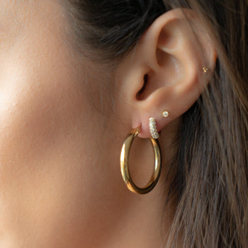 30mm Solid Yellow Gold Hoop Earrings