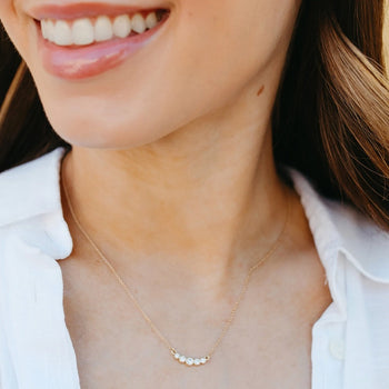 Bezel Five Stone Bar Necklace