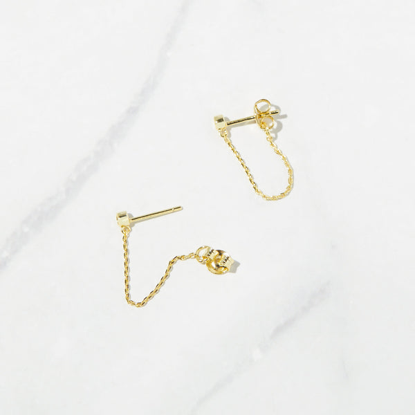 Gold Chain Stud Earrings