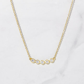 Bezel Five Stone Bar Necklace