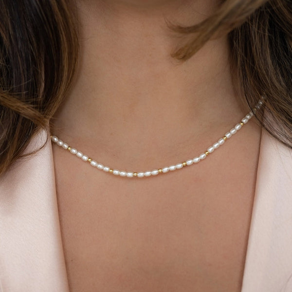 Beaded Choker Pearl Necklace